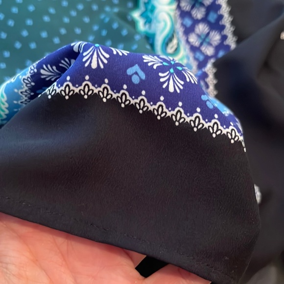 Loft Blouse Sleeveless Double Button Halter Neck Small Blue and Green - EUC - Picture 6 of 7